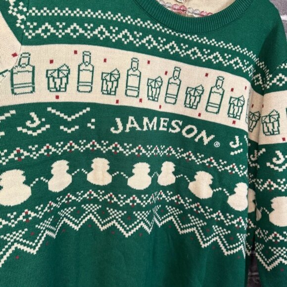 NWT Jameson Whiskey The Merry Duo Christmas sweater green printed acrylic - Picture 8 of 12